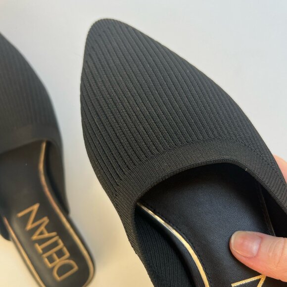 Deltan Black Slip On Fabric Black Gold Lining - Picture 4 of 4